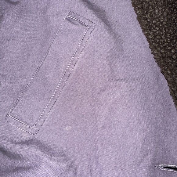 LL Bean Sherpa-Lined Chore Jacket Womens Med Purple Duck Canvas Barn Coat Cotton - Picture 11 of 14